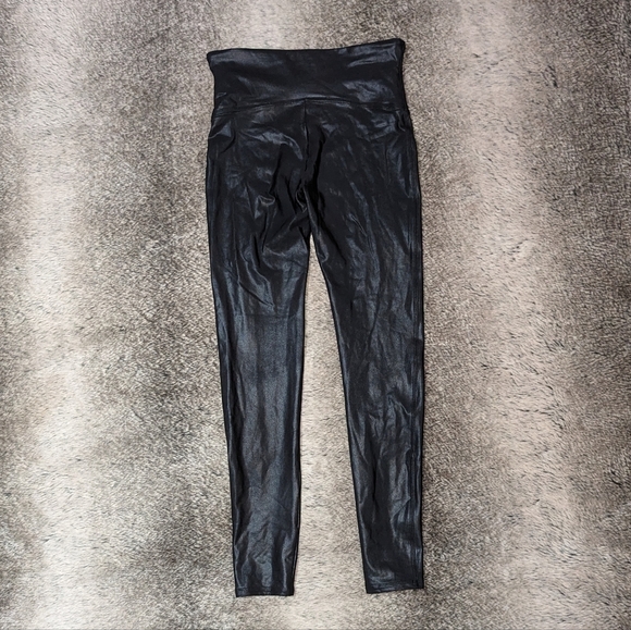 SPANX Faux Leather Leggings Black Large - Picture 6 of 10